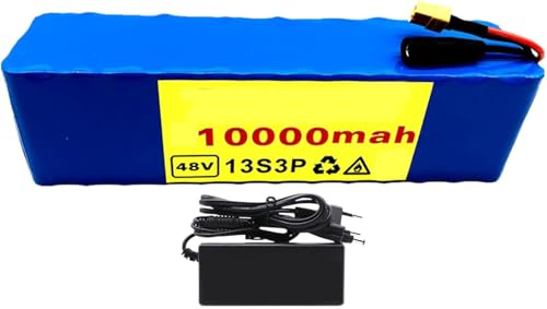 Fahrrad-Batterien 48V 10AH E-Bike Pedelec Akku 48V Electric Bicycle Battery 13S3P Lithium Batterie Eingebauter BMS Wasserdichter PVC-Akku Für 200W 500W 800W Motor 48V 10AH,T von OmurgA