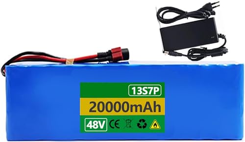 Fahrrad-Batterien 48V 8Ah 10AH 15AH 18AH 20AH 25AH E-Bike Akku Li-Ion Elektrofahrrad wasserdichter PVC-Akku eingebauter BMS für 200W 500W 800W Motor mit Ladegerät 48V20AH,T von OmurgA