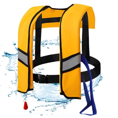 1pc Life Jackets Automatische Inflation 150n Nylon einstellbare Schnalle Schwimmweste mit reflektierenden Streifen & Pfeife zusätzlicher Röhrchen tragbares Wasser Sportlebensweste für Erwachsene von OnIUeZky