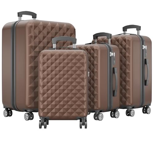 Onbest Premium Koffer Set 4 teilig – Rollkoffer mit TSA-Lock, USB-Anschluss– Plus 1x Kofferwaage, 2X Koffergurt, 4X Adresshänger, 1x Getränkehalter, 1x Schuhbeutel, 4X Staubschutzhüllen – Coffee Onbest Premium Koffer Set 4 teilig – Rollkoffer mit TSA-Lock, USB-Anschluss– Plus 1x Kofferwaage, 2X Koffergurt, 4X Adresshänger, 1x Getränkehalter, 1x Schuhbeutel, 4X Staubschutzhüllen – Coffee von Onbest