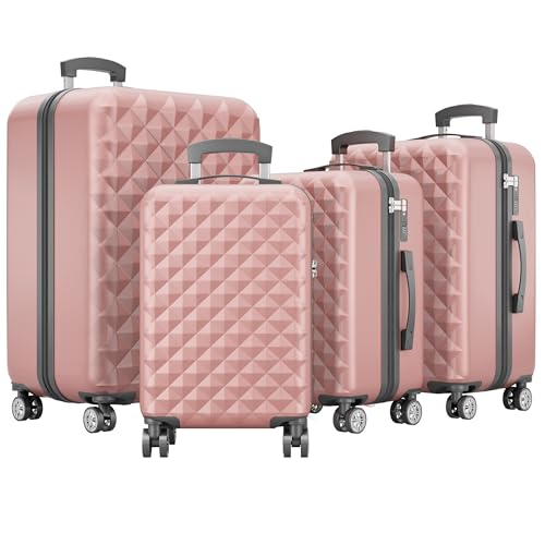 Onbest Premium Kofferset 4-TLG – Reisekoffer mit TSA-Lock, USB-Anschluss – Plus 1x Kofferwaage, 2X Koffergurt, 4X Adresshänger, 1x Getränkehalter, 1x Schuhbeutel, 4X Staubschutzhüllen – Rose Gold Onbest Premium Kofferset 4-TLG – Reisekoffer mit TSA-Lock, USB-Anschluss – Plus 1x Kofferwaage, 2X Koffergurt, 4X Adresshänger, 1x Getränkehalter, 1x Schuhbeutel, 4X Staubschutzhüllen – Rose Gold von Onbest
