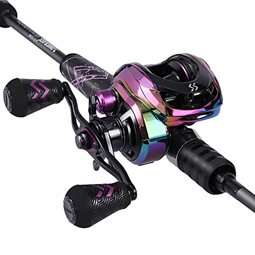 One Bass Angelrute und Angelrolle, Baitcast-Kombination mit SuperPolymer-Griff, 1,98 m, für Rechtshänder, Schwarz von One Bass