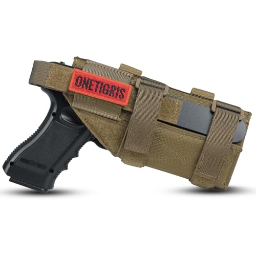 OneTigris 1000D Nylon Taktische Molle Pistolenholster Gürtelholster für Pistolen (Braun ohne Magazintasche) von OneTigris