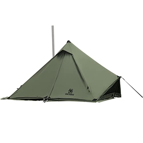 OneTigris Conifer Tipi Zelt mit Schneerock Zelt wasserdicht 1 Person für Zeltofen 4 Jahreszeiten Camping-Ranger Grün(Tetoron Baumwolle) von OneTigris