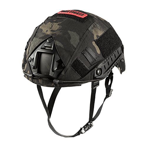 OneTigris PJ Taktische Schnell Helm mit abnehmbarem Helmüberzug für Airsoft Paintball (Schwarzer Camo) von OneTigris