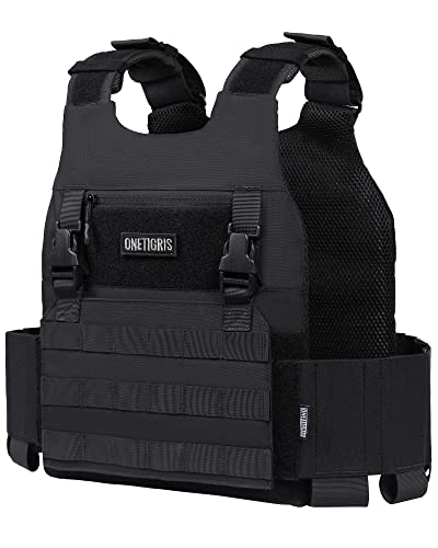 OneTigris Taktische Weste Plattenträger Low Profile 2,0 Airsoft Weste Paintball Plate Carrier mit Plakat Adapter Systems Brustschützer von OneTigris