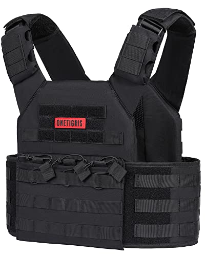 OneTigris Unisex – Erwachsene Plattenträger Doom Taktische Plate Carrier PLPC Airsoft Weste, Schwarz, für CS Paintball Softair Polizei von OneTigris