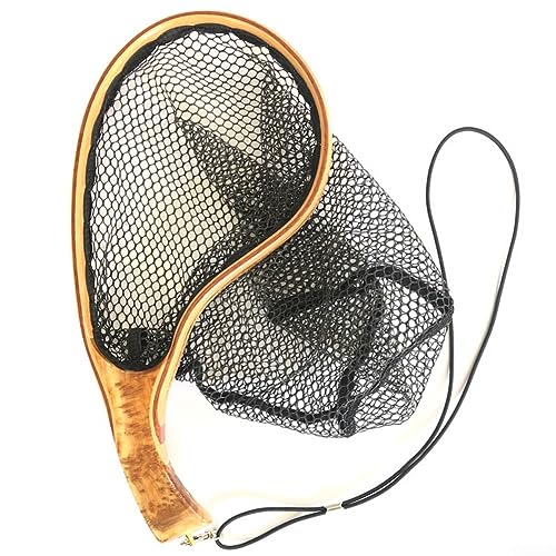 Fliegenfischkescher aus Holz mit sechseckigem Netz und ergonomischem Griff - und fischfreundliches Fischernetz für Bach- und Fliegenfischen Fliegenfischkescher aus Holz mit sechseckigem Netz und ergonomischem Griff - und fischfreundliches Fischernetz für Bach- und Fliegenfischen von Oniissy