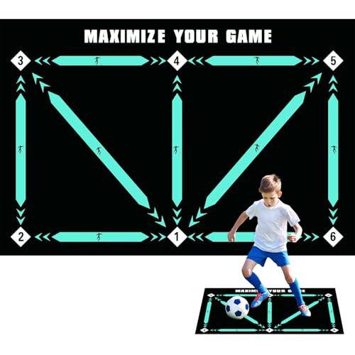 Fußball-Trainingsmatte, 90 x 60 cm, rutschfeste Trainingsmatte, Fußball-Trainingsmatte, Fußballmeisterungsmatte, Ballkontrolle, Fußball-Trainingsgeräte, Fußballfähigkeitsmatte für Kinder und von Onperpoe