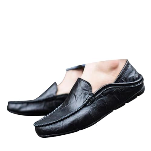 Onsoyours Bootsschuhe Herren Leder Slip On Fahren Schuhe Leicht Weich Loafers Flache Business Schuhe A Schwarz 42 EU von Onsoyours