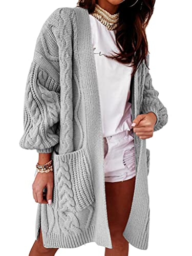 Onsoyours Cardigan Damen Lang Cardigan Strickjacke Grobstrick Strickmantel Strickpullover Herbst Winter Outwear B Grau L Onsoyours Cardigan Damen Lang Cardigan Strickjacke Grobstrick Strickmantel Strickpullover Herbst Winter Outwear B Grau L von Onsoyours