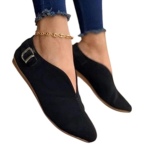 Onsoyours Damen Flache Schuhe Geschlossene Ballerinas Lässige Halbschuhe Wildleder Slip on Freizeitschuhe Mokassins Elegant Flacher Mund Bootsschuhe Slippers A Schwarz 42 EU Onsoyours Damen Flache Schuhe Geschlossene Ballerinas Lässige Halbschuhe Wildleder Slip on Freizeitschuhe Mokassins Elegant Flacher Mund Bootsschuhe Slippers A Schwarz 42 EU von Onsoyours