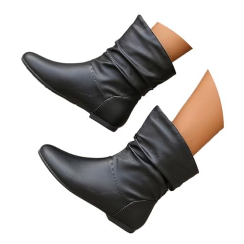 Onsoyours Damen Kurze Stiefel Lederstiefel Schneestiefel Faltenstiefel Flache Stiefel Damenstiefel Retro Boot Ankle Boots A Schwarz 42 EU Onsoyours Damen Kurze Stiefel Lederstiefel Schneestiefel Faltenstiefel Flache Stiefel Damenstiefel Retro Boot Ankle Boots A Schwarz 42 EU von Onsoyours