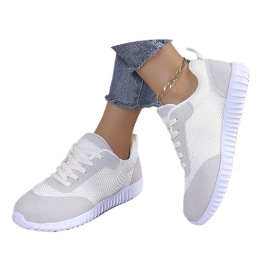 Onsoyours Damen Leichte Mesh Sneaker Flach Runde Zehe Turnschuhe Lässige Halbschuhe Wanderschuhe Sportschuhe Freizeitschuh Farbblock Schuhe Atmungsaktive Laufschuhe B Beige 36 EU von Onsoyours