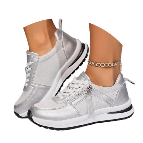 Onsoyours Damen Sneakers Plateau Trainer Schuhe Walkingschuhe Atmungsaktiv Turnschuhe Laufschuhe Schnürer Sportschuhe Freizeitschuhe A Silber 40 EU Onsoyours Damen Sneakers Plateau Trainer Schuhe Walkingschuhe Atmungsaktiv Turnschuhe Laufschuhe Schnürer Sportschuhe Freizeitschuhe A Silber 40 EU von Onsoyours