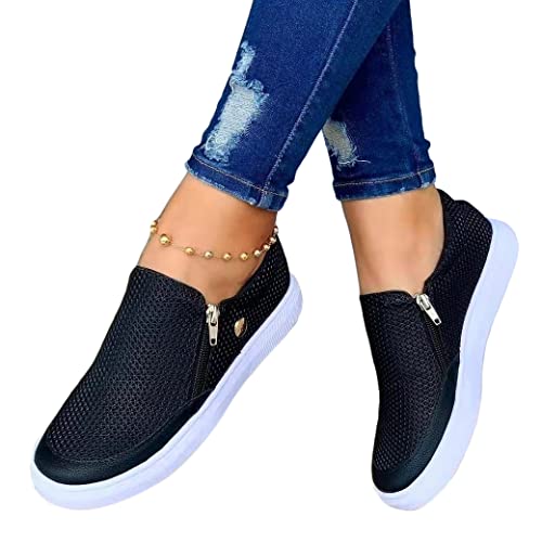 Onsoyours Damen Sneakers Turnschuhe Mode Breathble Freizeitschuhe PU Leder Sportschuhe Flache Laufschuhe Zipper Casual Walkingschuhe A Schwarz 41 EU Onsoyours Damen Sneakers Turnschuhe Mode Breathble Freizeitschuhe PU Leder Sportschuhe Flache Laufschuhe Zipper Casual Walkingschuhe A Schwarz 41 EU von Onsoyours