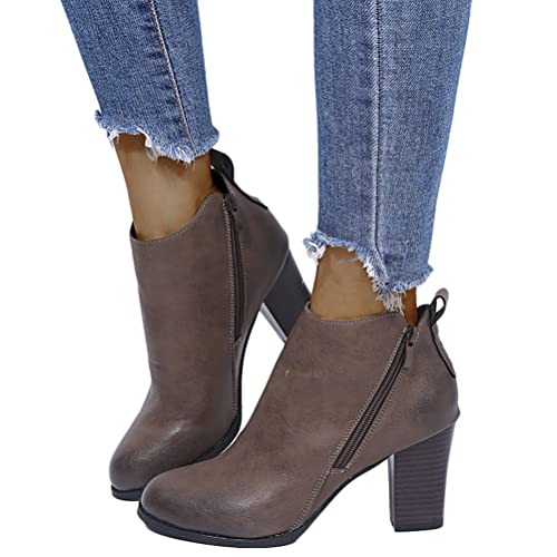 Onsoyours Damen Stiefeletten PU Ankle Boots mit Blockabsatz Comfort Zipper Bootie High Heel Herbst Winter Kurze Stiefel Stiefelette Schlupfstiefel A Grau 36 EU Onsoyours Damen Stiefeletten PU Ankle Boots mit Blockabsatz Comfort Zipper Bootie High Heel Herbst Winter Kurze Stiefel Stiefelette Schlupfstiefel A Grau 36 EU von Onsoyours