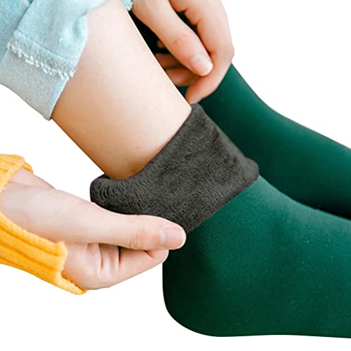 Onsoyours Damen Super Dicke Wollsocken Wintersocken Warme Weich Dicke Kuschelsocken rutschfeste Pantoffel Socken Fuzzy Socken Thermosocken 1Paar A Grün Einheitsgröße von Onsoyours