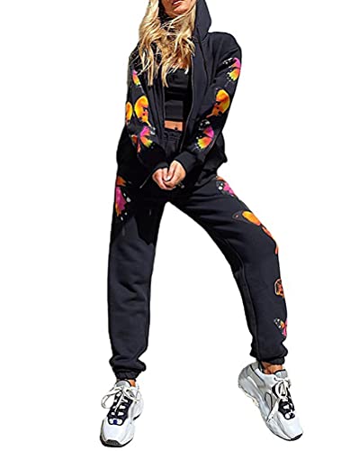 Onsoyours Damen Trainingsanzug 2-Teiliger Jogginganzug Schmetterling Sportanzug Casual Hausanzug Zweiteiliger Zipper Jacke Hose Kordelzug Taschen Schwarz S Onsoyours Damen Trainingsanzug 2-Teiliger Jogginganzug Schmetterling Sportanzug Casual Hausanzug Zweiteiliger Zipper Jacke Hose Kordelzug Taschen Schwarz S von Onsoyours