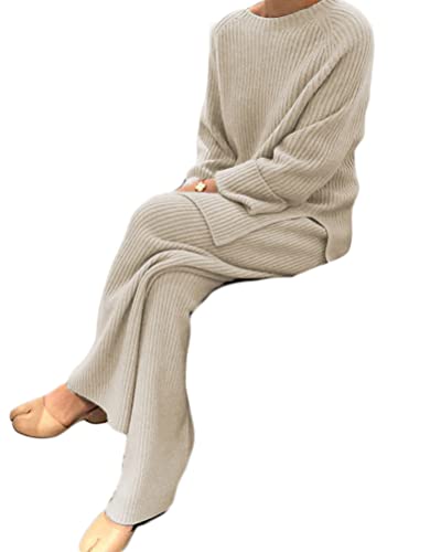 Onsoyours Damen Zweiteilige Strickanzug Langarm Strickpullover und Lange Jogginghose Beiläufig Outfit Sportanzug Freizeitanzug Loungewear Set Aprikose M Onsoyours Damen Zweiteilige Strickanzug Langarm Strickpullover und Lange Jogginghose Beiläufig Outfit Sportanzug Freizeitanzug Loungewear Set Aprikose M von Onsoyours