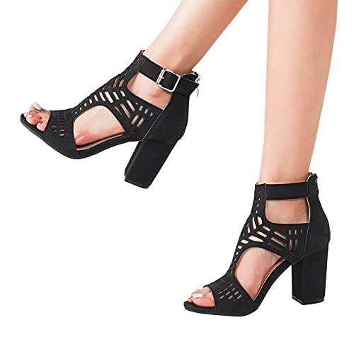 Onsoyours Frauen Sandalen Sommer Boho Offene Schuhe Plattform Rom Damen Freizeit Sandaletten Blockabsatz Slingback Sandals Party Sommerschuhe Strandsandalen B Schwarz 41 EU von Onsoyours