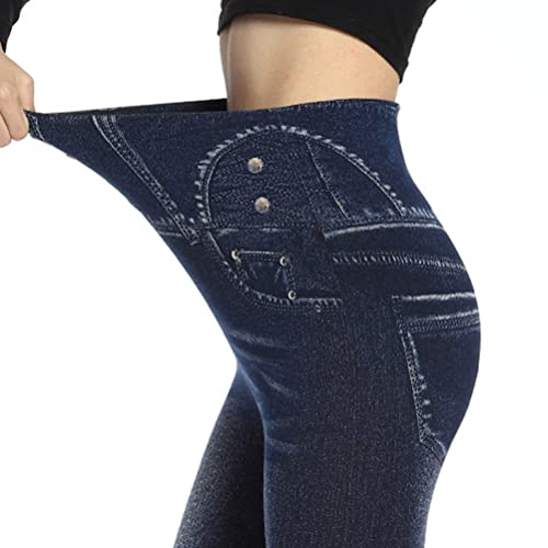 Onsoyours Leggings Damen Skinny Jeans-Look High Waist Jogginghose Stretch Blickdicht Bedruckte Jeggings Hose Pants Fitnesshose Yogahose Streetwear E Dunkelblau XL Onsoyours Leggings Damen Skinny Jeans-Look High Waist Jogginghose Stretch Blickdicht Bedruckte Jeggings Hose Pants Fitnesshose Yogahose Streetwear E Dunkelblau XL von Onsoyours
