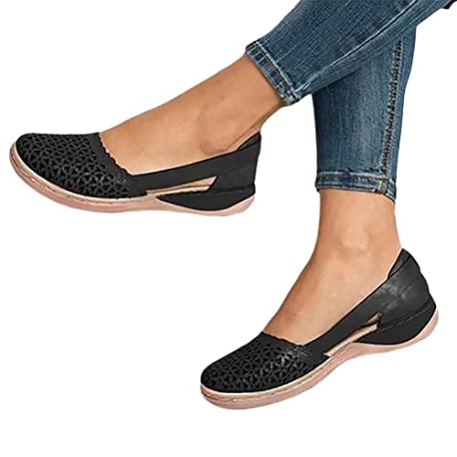 Onsoyours Sandalen Damen Schuhe Espadrille Flache Sommer Geschlossener Zeh Sandalen Runde Zehen Sandaletten Elegant Casual Quaste Plateau Sandalen Schuhe Schwarz 40 EU von Onsoyours