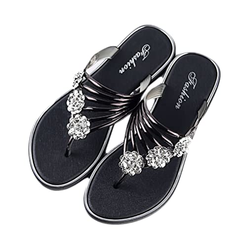Onsoyours Sandalen Damen Sommer Flip Flops Bohemian Flach Zehentrenner Slippers mit Strass A Schwarz 39 EU Onsoyours Sandalen Damen Sommer Flip Flops Bohemian Flach Zehentrenner Slippers mit Strass A Schwarz 39 EU von Onsoyours