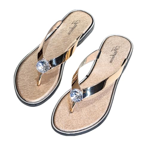 Onsoyours Sandalen Damen Sommer Flip Flops Bohemian Flach Zehentrenner Slippers mit Strass C Champagner 39 EU Onsoyours Sandalen Damen Sommer Flip Flops Bohemian Flach Zehentrenner Slippers mit Strass C Champagner 39 EU von Onsoyours