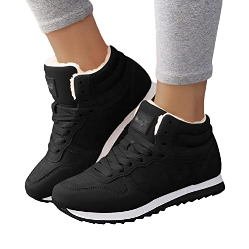 Onsoyours Unisex Winterschuhe Damen Herren Warm Gefüttert Sneaker Leicht Winterstiefel Wildleder Winter Kurzschaft Stiefel Schneestiefel rutschfest B Schwarz 42 EU von Onsoyours