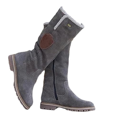 Onsoyours Winterstiefel Damen Gefüttert Winterschuhe Stiefeletten Warm Winter Stiefel Langschaftstiefel Schneestiefel Boots Frauen Wandern A Grau 40 EU von Onsoyours