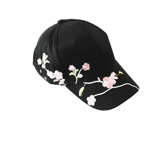 OonMan Baseballkappe mit Blumenstickerei, Baseballkappe für Damen, Outdoor, lange Krempe, Sonnenhut, Schwarz von OonMan