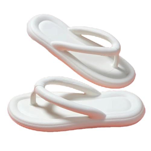 OonMan Damen-Flip-Flops, Sommer, bonbonfarben, für den Strand, weiche Sohle, flache Hausschuhe, Weiß, Größe 40-41 von OonMan