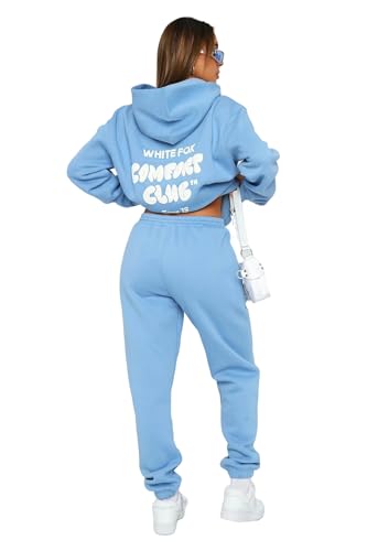 OonMan Damen-Trainingsanzug-Set, Frühling und Herbst, langärmelig, Pullover, Sweatshirt, zweiteilig, Blau, Größe XL von OonMan