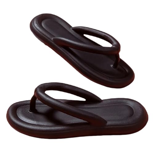 OonMan Flip-Flops für Damen, Sommer, bonbonfarben, für Strand, weiche Sohle, flache Hausschuhe, Schwarz, Größe 40-41 von OonMan