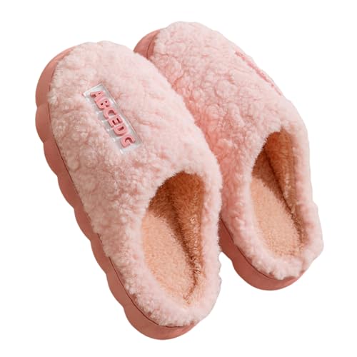 OonMan House Shoes Baumwolle Hausschuhe Frauen Zu Hause Herbst Und Winter Warme Hausschuhe Innen-Pink-36-37 von OonMan