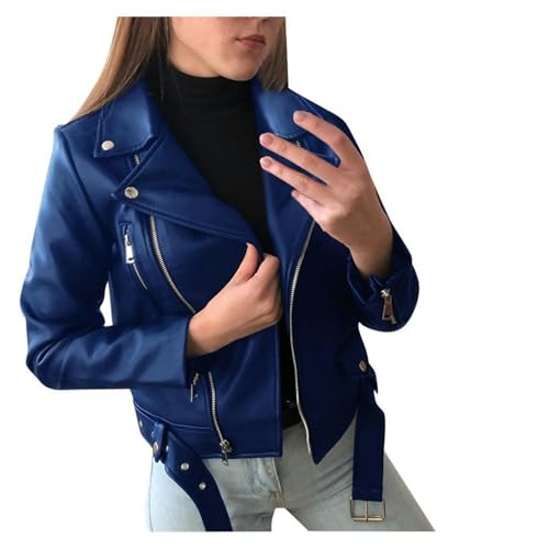 OonMan Jacke Frühling und Herbst Damen Kurz Slim Kunstleder Mantel Jacke von OonMan