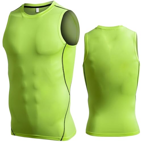 OonMan funktionsunterwäsche Herren Athletisches Tank Top Herren Tight Bottom Ärmellos Fitness Kleidung-Grün-XXL von OonMan