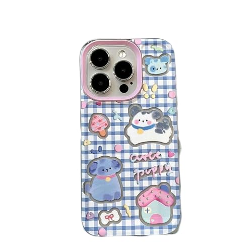 OonMan lustige handyhüllen Aquarell Checked Puppy Phone Case Nette Transparente Hülle Für iPhone-Welpen-Für iPhone XS von OonMan