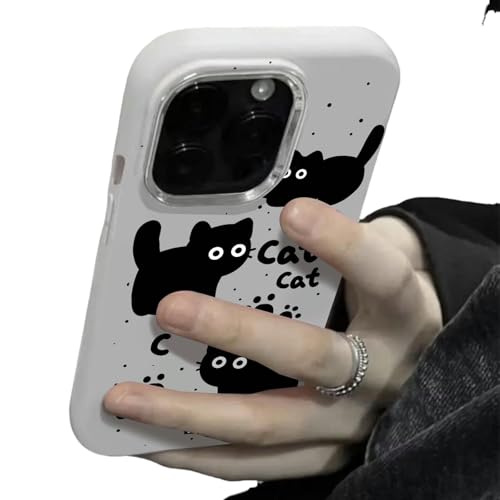 OonMan lustige handyhüllen Little Black Cat Anti-Shock Case Für iPhone-Weiß-Für Iphone13 von OonMan