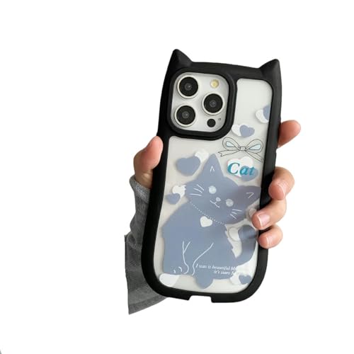 OonMan ownest Love Cat Cat Ears Handyhülle Für iPhone-Schwarz-iPhone 15 von OonMan