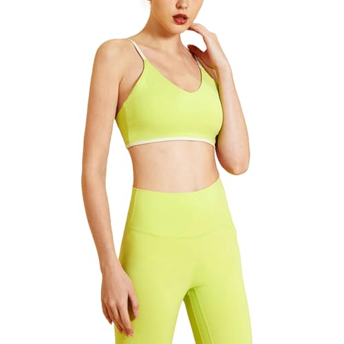 OonMan sportset für Damen Clashing Farben Fitness Anzug Frauen High Waisted Bauch Tuck Yoga Kleidung-Gelb-M/6 von OonMan