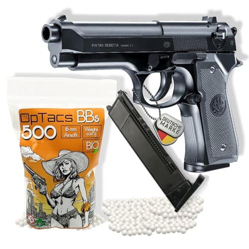 Set Beretta MOD. 92 FS Softair Pistole 0,5 Joule Airsoft inkl. 600 Bio BB's & Magazin - Air Soft Waffe mit Metallschlitten Set Beretta MOD. 92 FS Softair Pistole 0,5 Joule Airsoft inkl. 600 Bio BB's & Magazin - Air Soft Waffe mit Metallschlitten von OpTacs