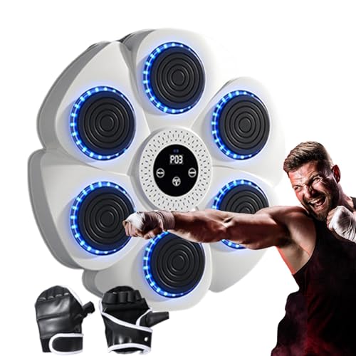 Music Boxing Machine, Smart Musik Boxmaschine, LED Elektronische Boxmaschine mit Musik, Unterstützt Bluetooths, Boxausrüstung mit Boxhandschuhen, 9 Modi, 18 Stufen Geschwindigkeit für Zuhause, Büro von Opdestn