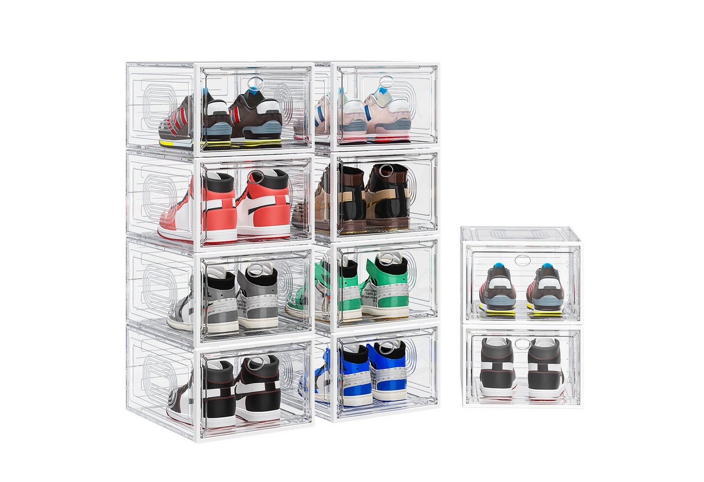 Ophy Schuhbox Schuh-Organizer,stapelbar,verbesserte stabile Schuh-Aufbewahrungsbox (mit magnetischer Tür, Schuhbehälter), für Sneaker-Display,Hut-Organizer,dick,Transparenter,10 Stück von Ophy