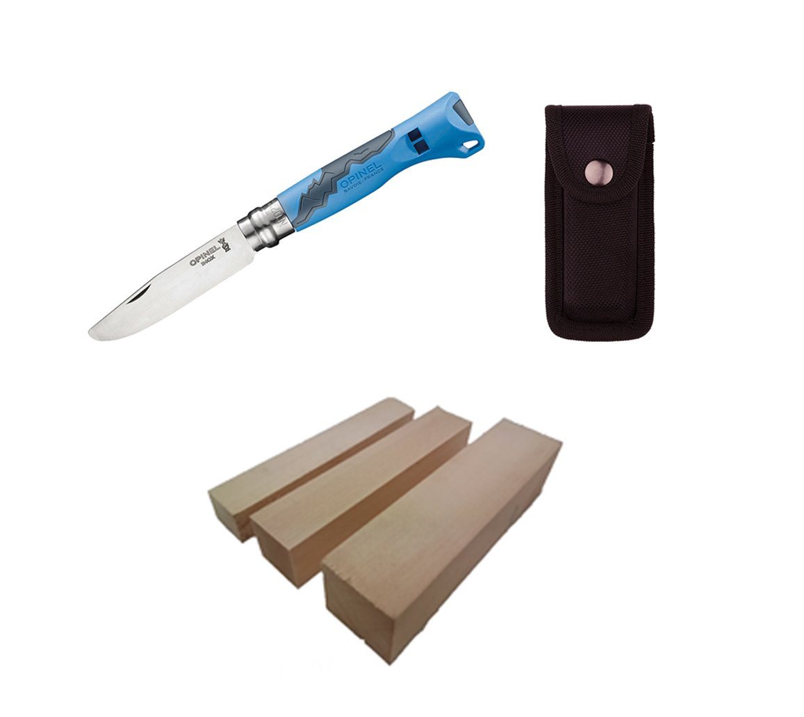 Opinel Taschenmesser, Opinel No 07, Kindermesser OUTDOOR JUNIOR, blau + Nylonetui + 3-tlg. Schnitzholz-Set Opinel Taschenmesser, Opinel No 07, Kindermesser OUTDOOR JUNIOR, blau + Nylonetui + 3-tlg. Schnitzholz-Set von Opinel