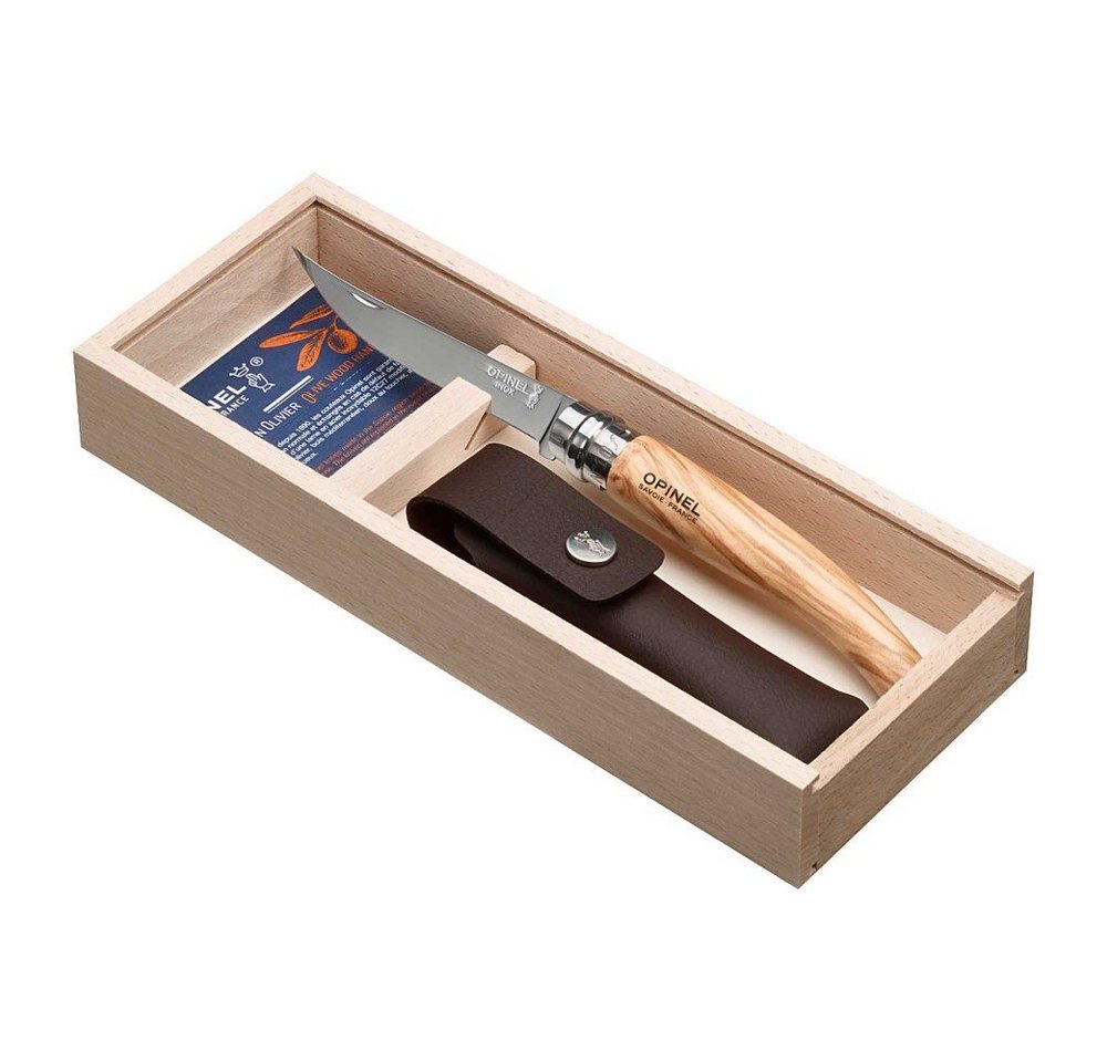 Opinel Taschenmesser, Opinel Taschenmesser No 10, Slim-Line, rostfrei, Olive, mit Etui von Opinel