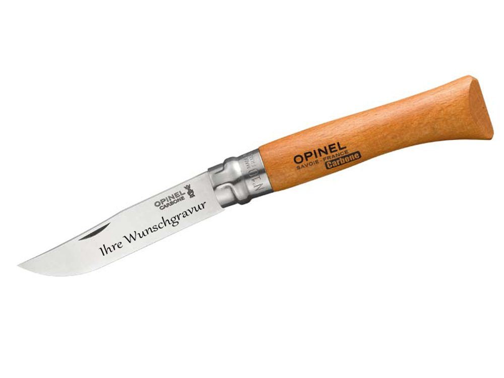 Opinel Taschenmesser No 10, Buche, Carbon, mit Namensgravur von Opinel