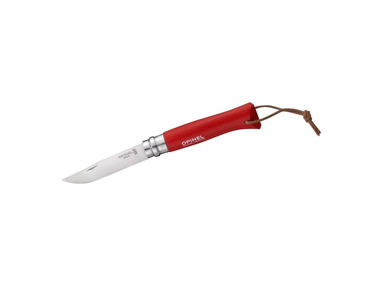 Opinel Taschenmesser Nr. 8 Colorama Buchenholzgriff rot Kunstlederetui von Opinel