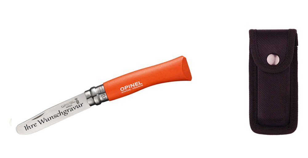 Opinel Taschenmesser Opinel No 07 Kindermesser orange, mit Namensgravur + Etui von Opinel